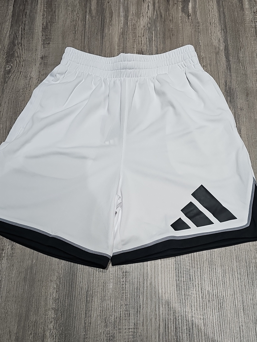 adidas White Athletic Shorts with Black Logo Trim